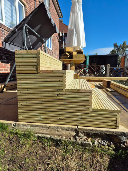 Wooden Decking Steps / Mobile Steps / Bespoke Size / Solid Outdoor Steps / XXL Size / Free P&P