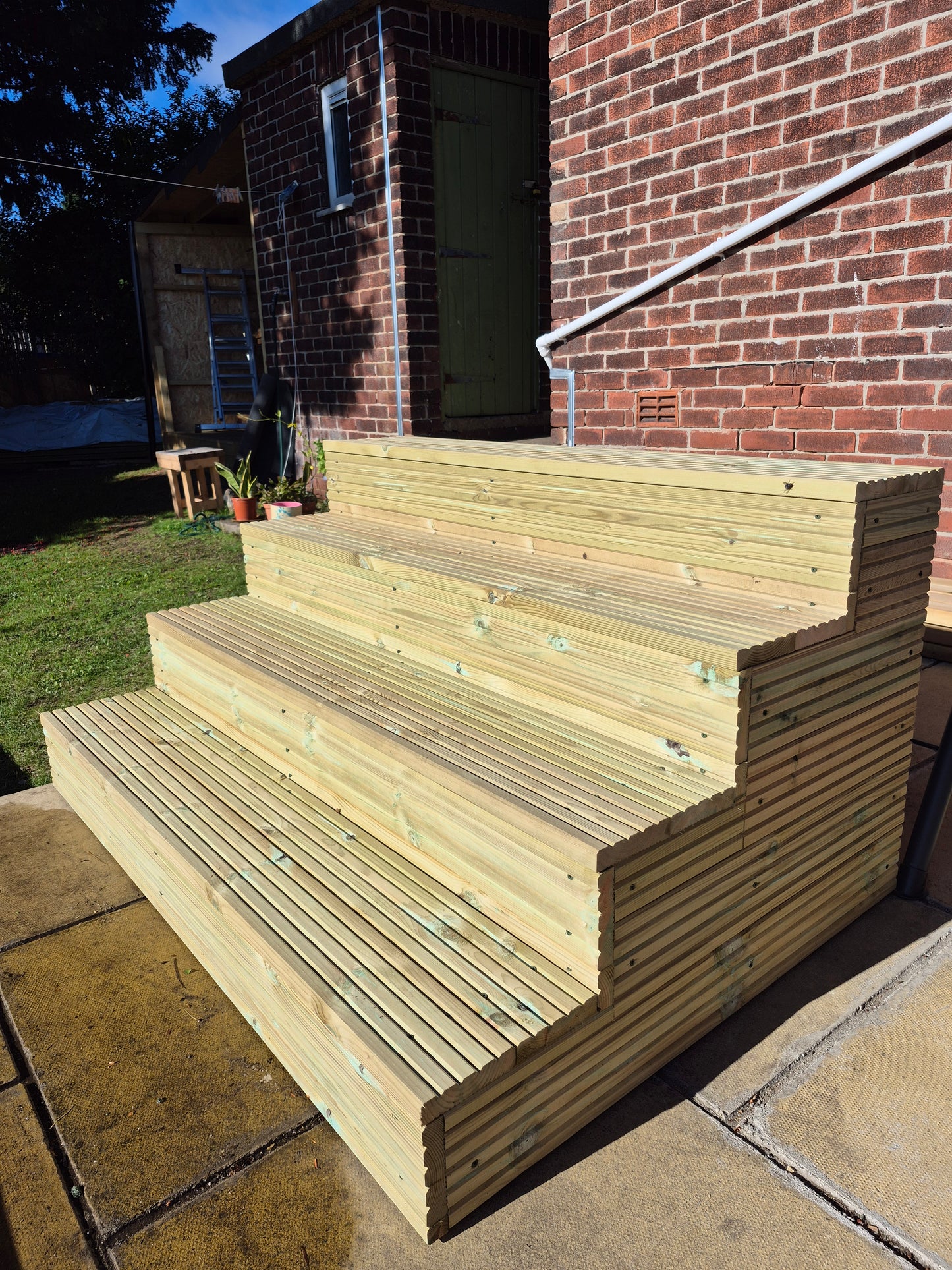Wooden Decking Steps / Mobile Steps / Bespoke Size / Solid Outdoor Steps / XXL Size / Free P&P
