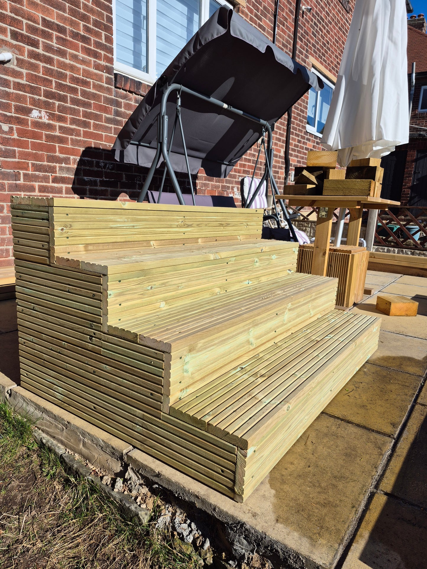 Wooden Decking Steps / Mobile Steps / Bespoke Size / Solid Outdoor Steps / XXL Size / Free P&P