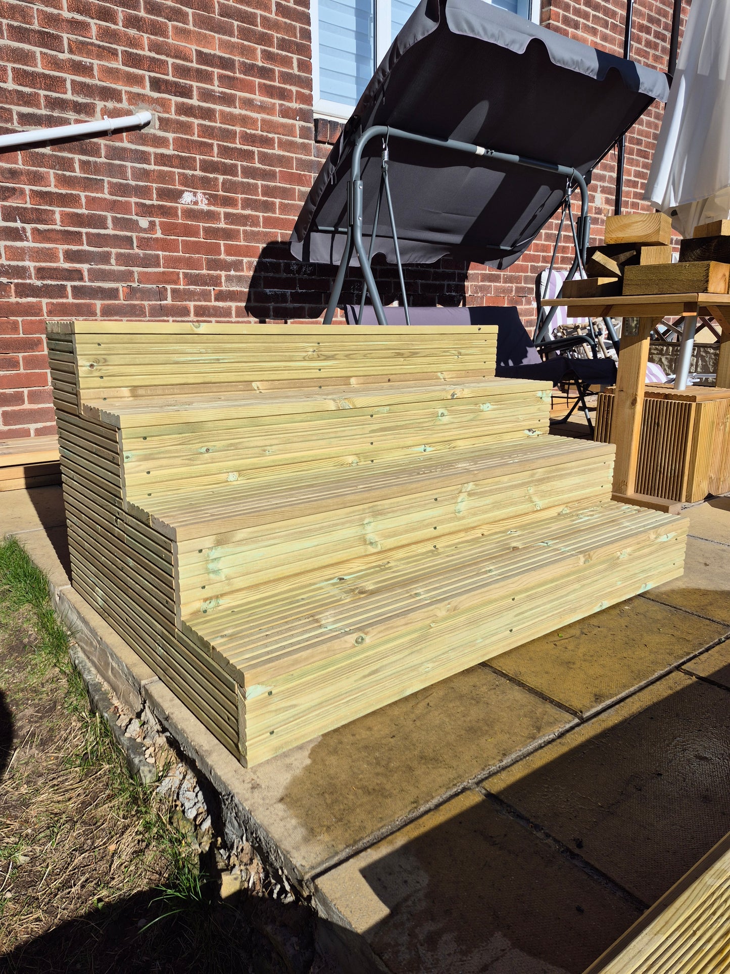 Wooden Decking Steps / Mobile Steps / Bespoke Size / Solid Outdoor Steps / XXL Size / Free P&P