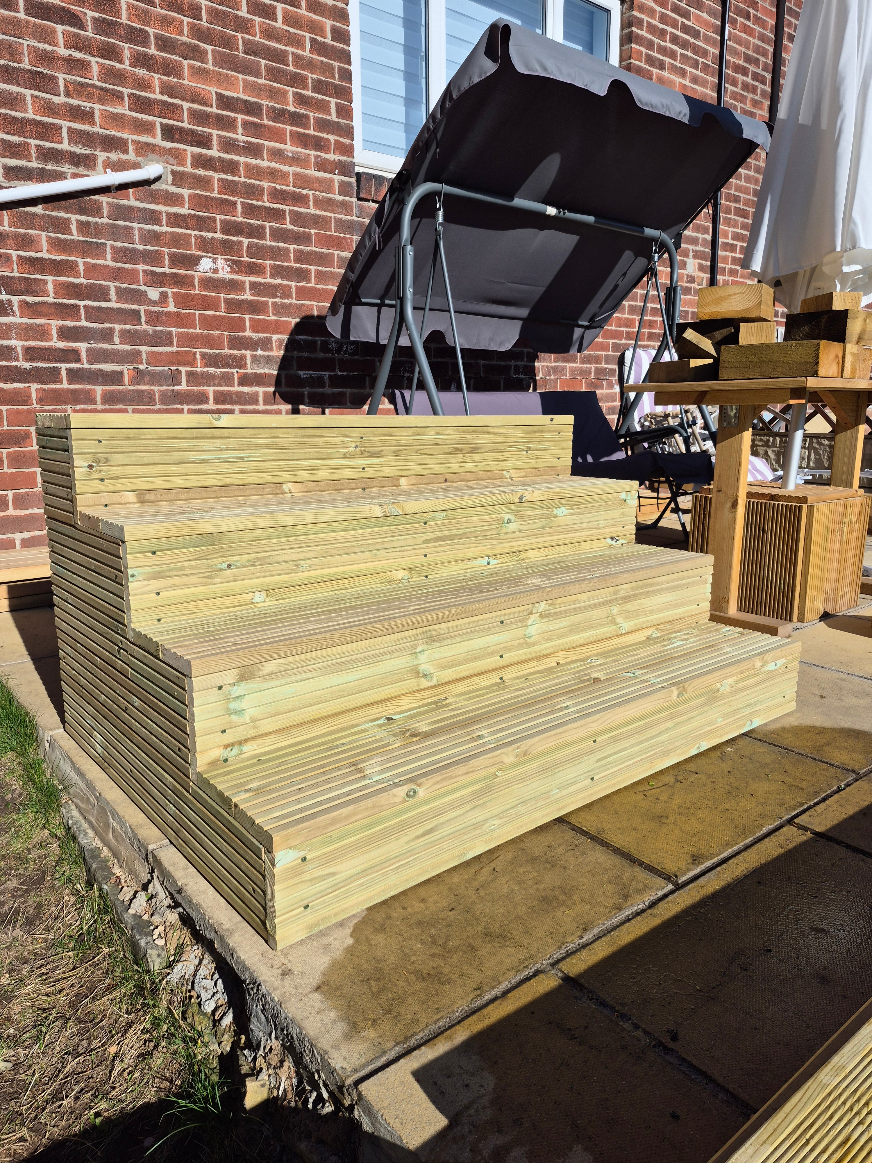 Wooden Decking Steps / Mobile Steps / Bespoke Size / Solid Outdoor Ste ...