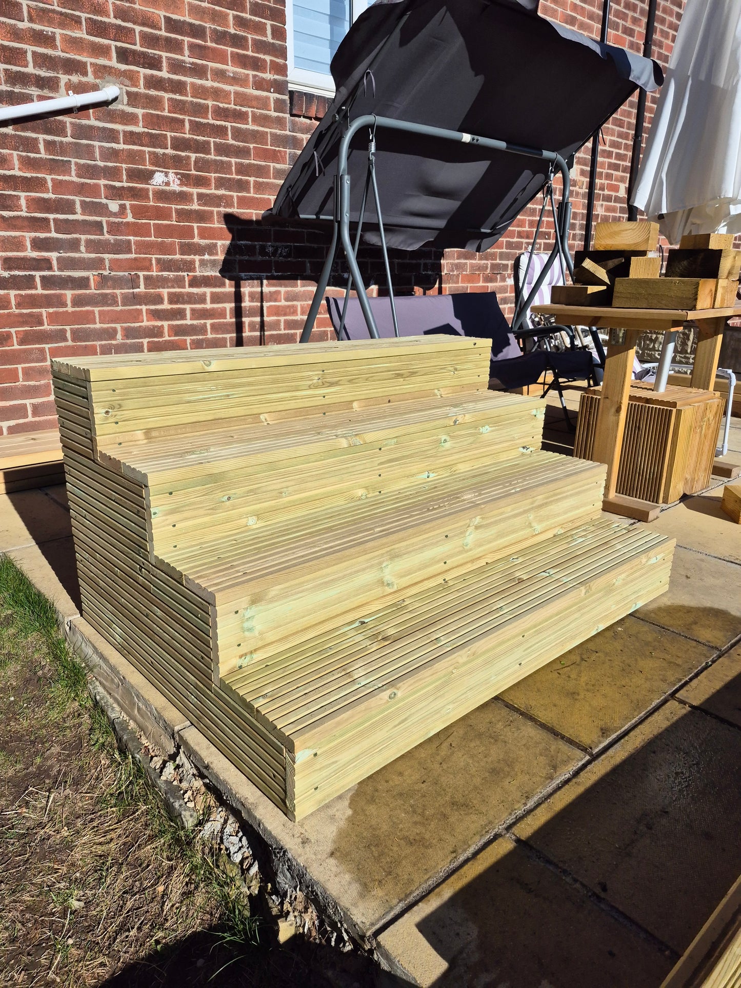 Wooden Decking Steps / Mobile Steps / Bespoke Size / Solid Outdoor Steps / XXL Size / Free P&P