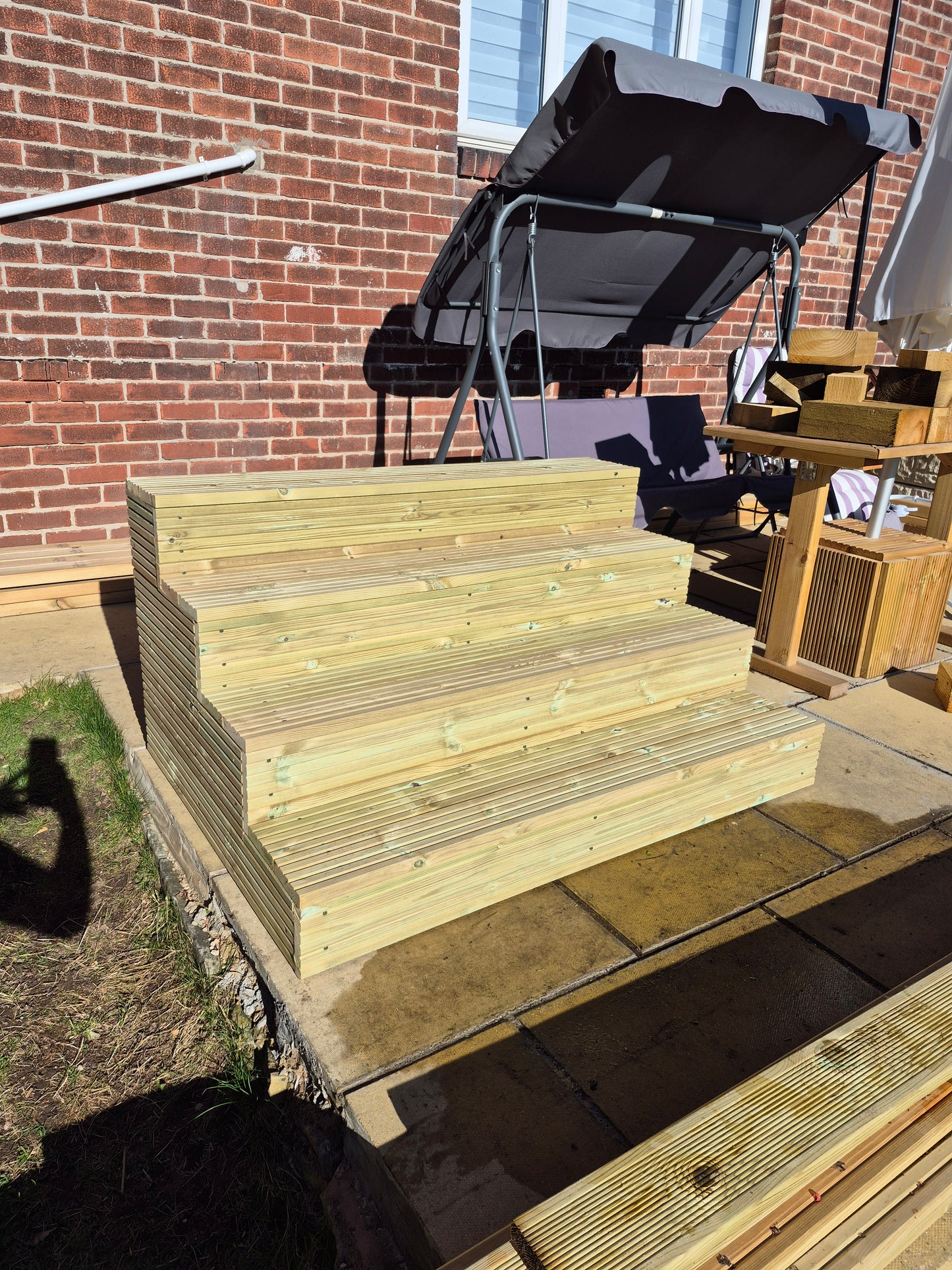 Wooden Decking Steps / Mobile Steps / Bespoke Size / Solid Outdoor Steps / XXL Size / Free P&P