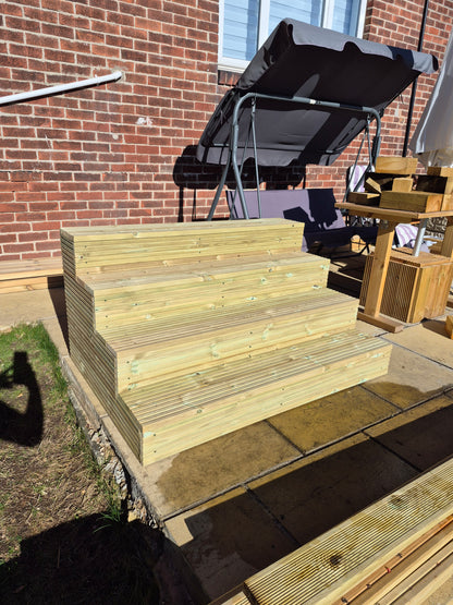 Wooden Decking Steps / Mobile Steps / Bespoke Size / Solid Outdoor Steps / XXL Size / Free P&P
