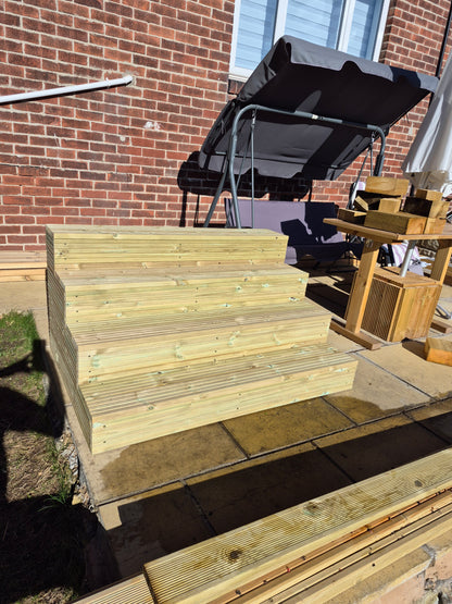 Wooden Decking Steps / Mobile Steps / Bespoke Size / Solid Outdoor Steps / XXL Size / Free P&P