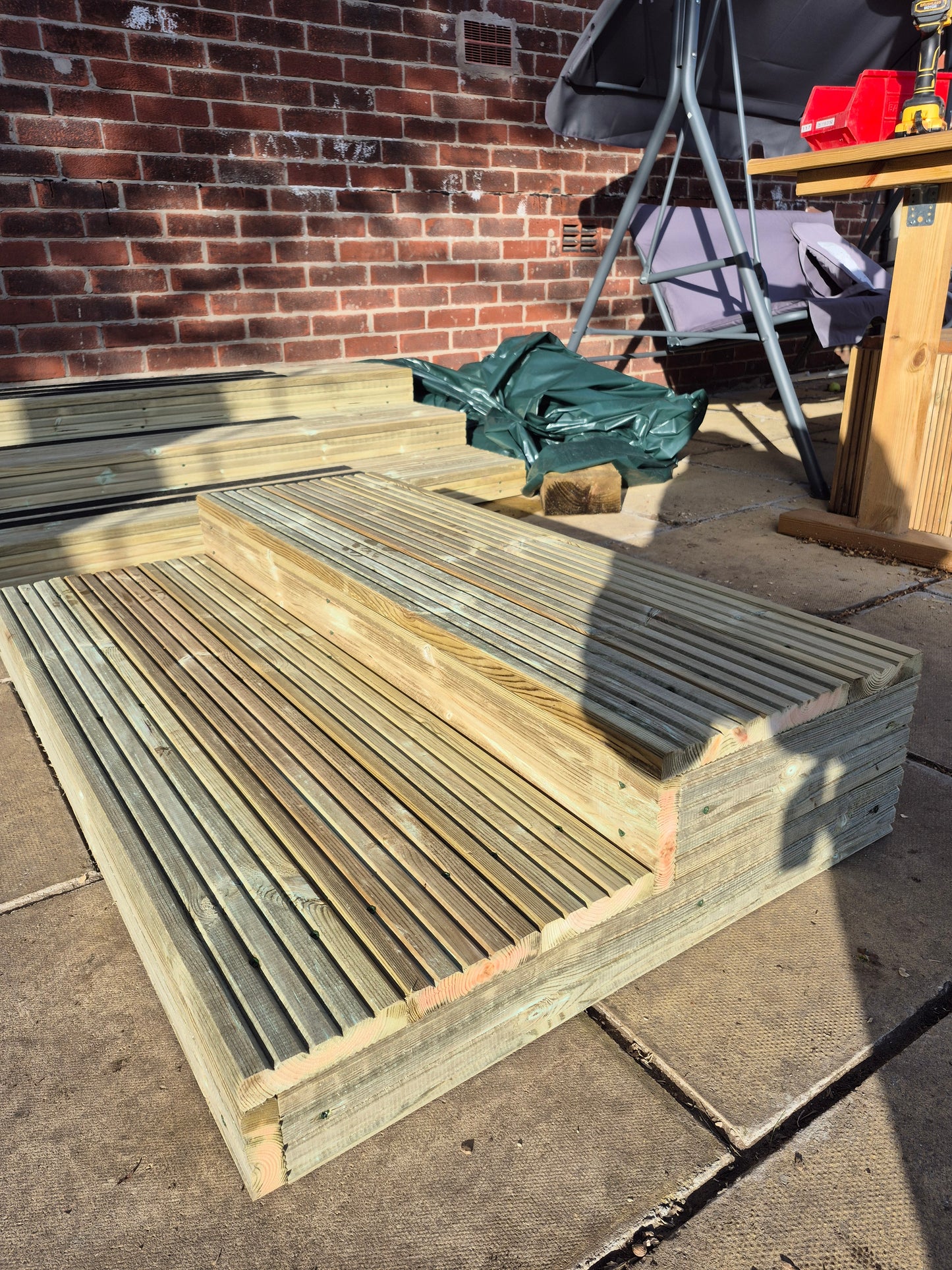 2 Tier wooden steps extra wide