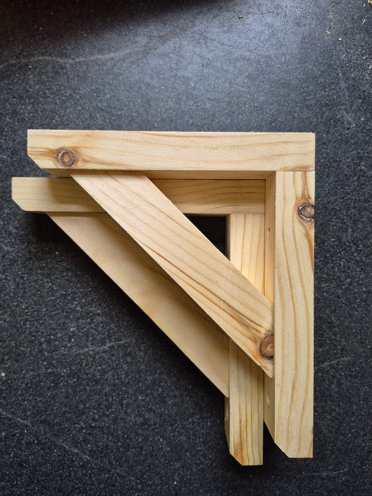 Pair of Solid Wooden Pine Shelf Brackets / Bespoke size available / 150mm x 170mm