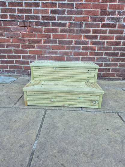 2 Tier Wooden Steps For Home /Ready to use / Bespoke Size / Sturdy Steps / Garden Steps / Patio Steps /Door Steps/Delivered FULLY Assembled