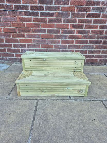 2 Tier Wooden Steps For Home /Ready to use / Bespoke Size / Sturdy Steps / Garden Steps / Patio Steps /Door Steps/Delivered FULLY Assembled