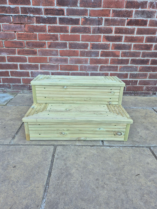 2 Tier Wooden Steps For Home /Ready to use / Bespoke Size / Sturdy Steps / Garden Steps / Patio Steps /Door Steps/Delivered FULLY Assembled