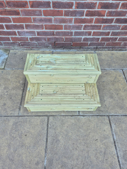 2 Tier Wooden Steps For Home /Ready to use / Bespoke Size / Sturdy Steps / Garden Steps / Patio Steps /Door Steps/Delivered FULLY Assembled