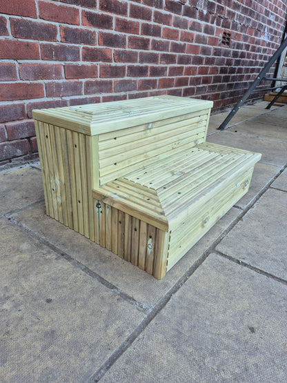 2 Tier Wooden Steps For Home /Ready to use / Bespoke Size / Sturdy Steps / Garden Steps / Patio Steps /Door Steps/Delivered FULLY Assembled