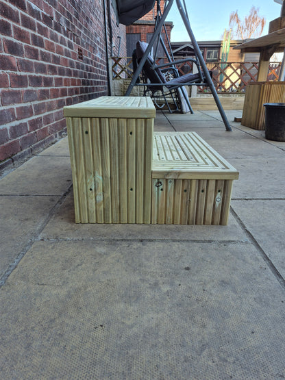 2 Tier Wooden Steps For Home /Ready to use / Bespoke Size / Sturdy Steps / Garden Steps / Patio Steps /Door Steps/Delivered FULLY Assembled