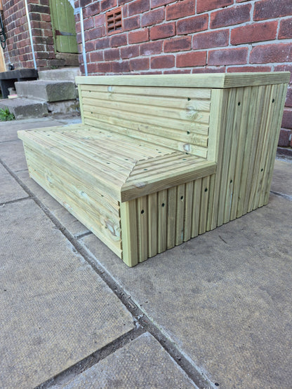 2 Tier Wooden Steps For Home /Ready to use / Bespoke Size / Sturdy Steps / Garden Steps / Patio Steps /Door Steps/Delivered FULLY Assembled