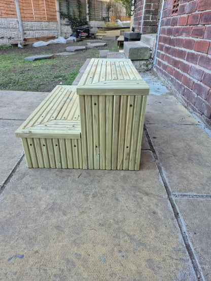 2 Tier Wooden Steps For Home /Ready to use / Bespoke Size / Sturdy Steps / Garden Steps / Patio Steps /Door Steps/Delivered FULLY Assembled