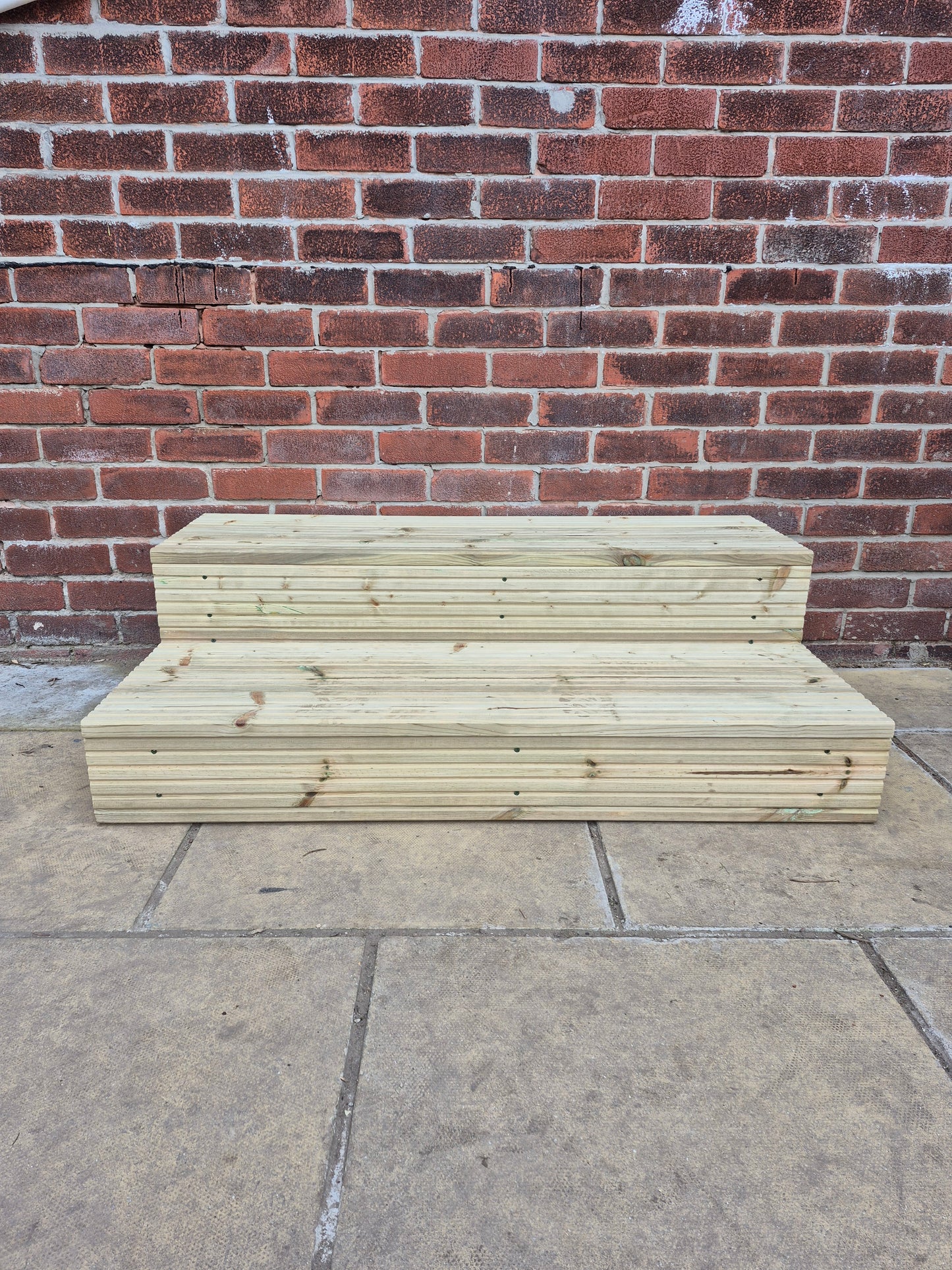 2 Tier Wooden Steps: Extra Wide each Tread ,Sturdy Garden, Patio, Door Steps (Fully Assembled)