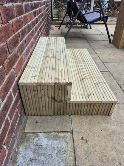 2 Tier Wooden Steps: Extra Wide each Tread ,Sturdy Garden, Patio, Door Steps (Fully Assembled)