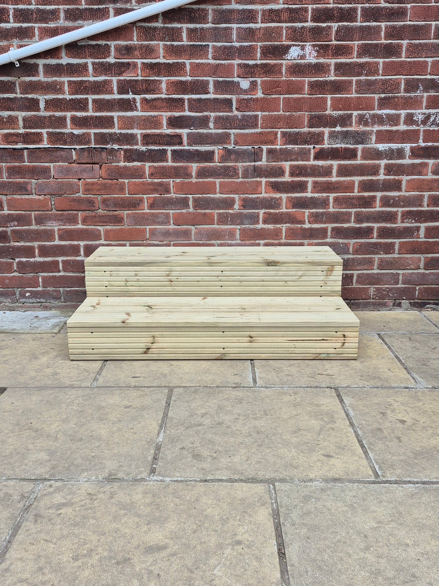 2 Tier Wooden Steps: Extra Wide each Tread ,Sturdy Garden, Patio, Door Steps (Fully Assembled)