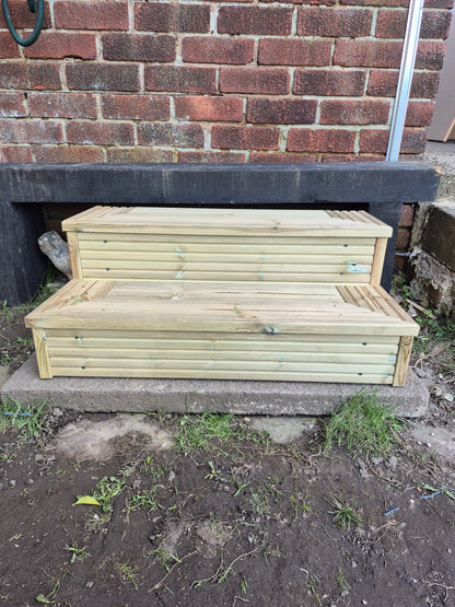 2 Tier Wooden Steps For Home /Ready to use / Bespoke Size / Sturdy Steps / Garden Steps / Patio Steps /Door Steps/Delivered FULLY Assembled