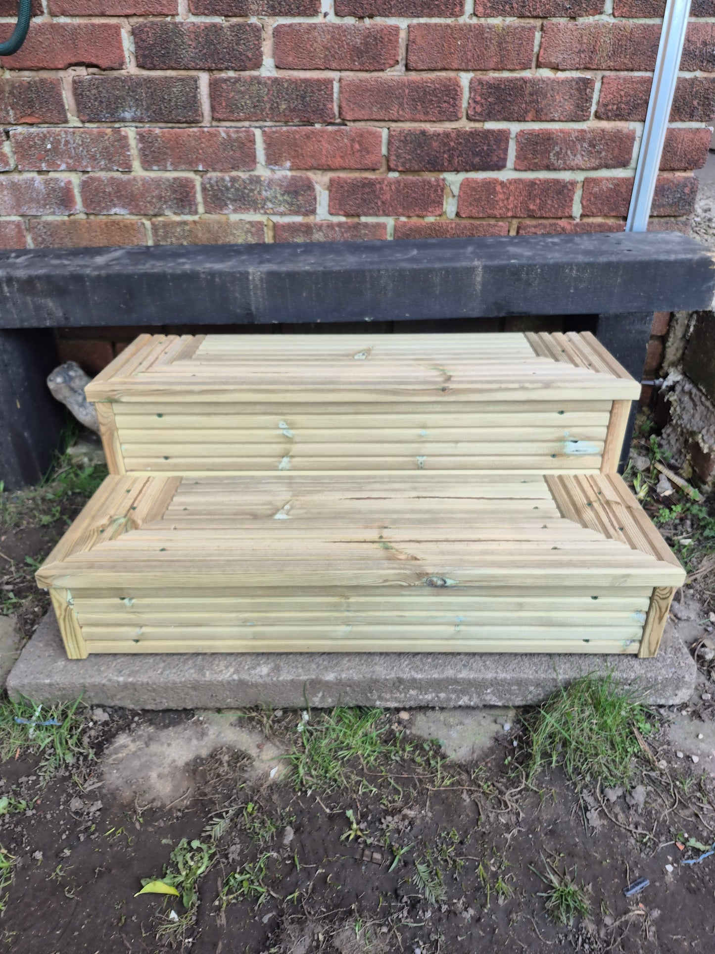 2 Tier Wooden Steps For Home /Ready to use / Bespoke Size / Sturdy Steps / Garden Steps / Patio Steps /Door Steps/Delivered FULLY Assembled