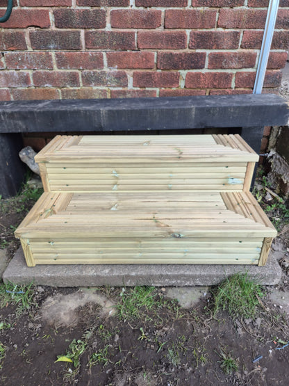 2 Tier Wooden Steps For Home /Ready to use / Bespoke Size / Sturdy Steps / Garden Steps / Patio Steps /Door Steps/Delivered FULLY Assembled