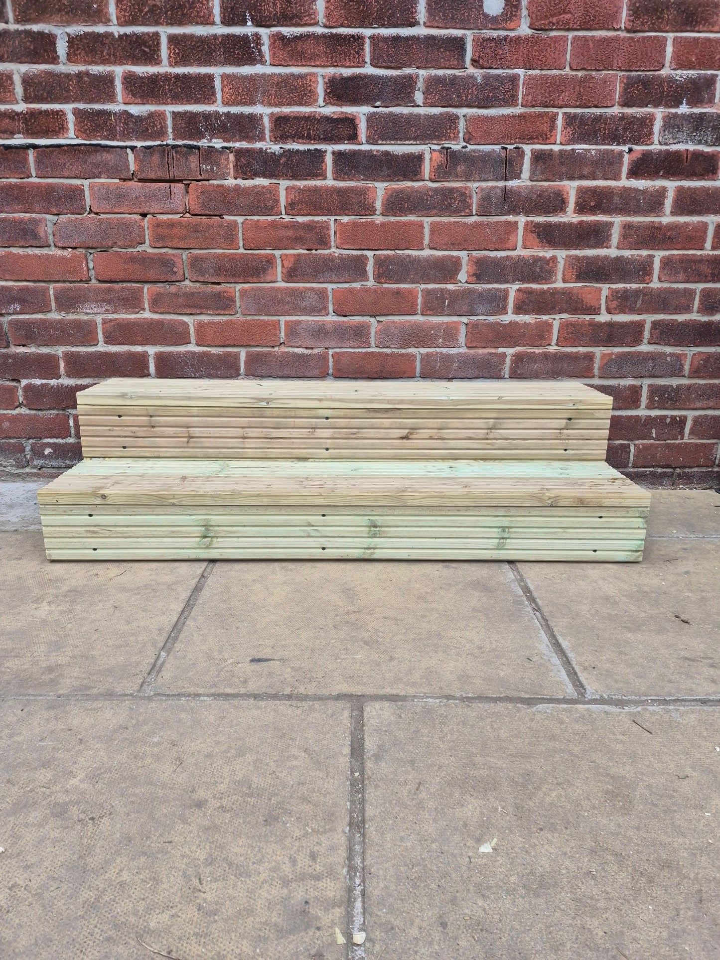 2 Tier Wooden Steps: Extra Wide each Tread ,Sturdy Garden, Patio, Door Steps (Fully Assembled)