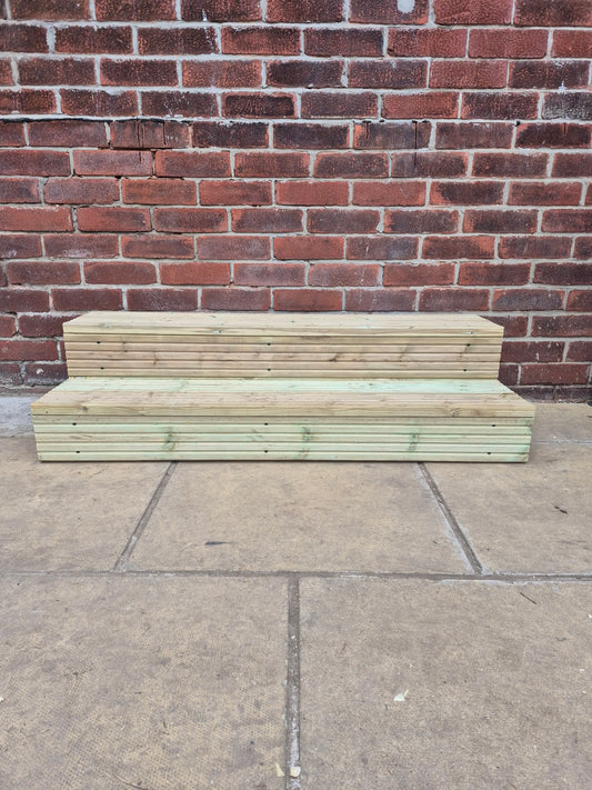 2 Tier Wooden Steps: Extra Wide each Tread ,Sturdy Garden, Patio, Door Steps (Fully Assembled)