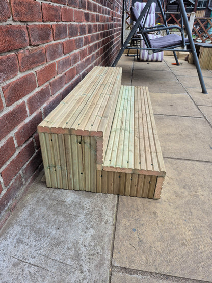 2 Tier Wooden Steps: Extra Wide each Tread ,Sturdy Garden, Patio, Door Steps (Fully Assembled)