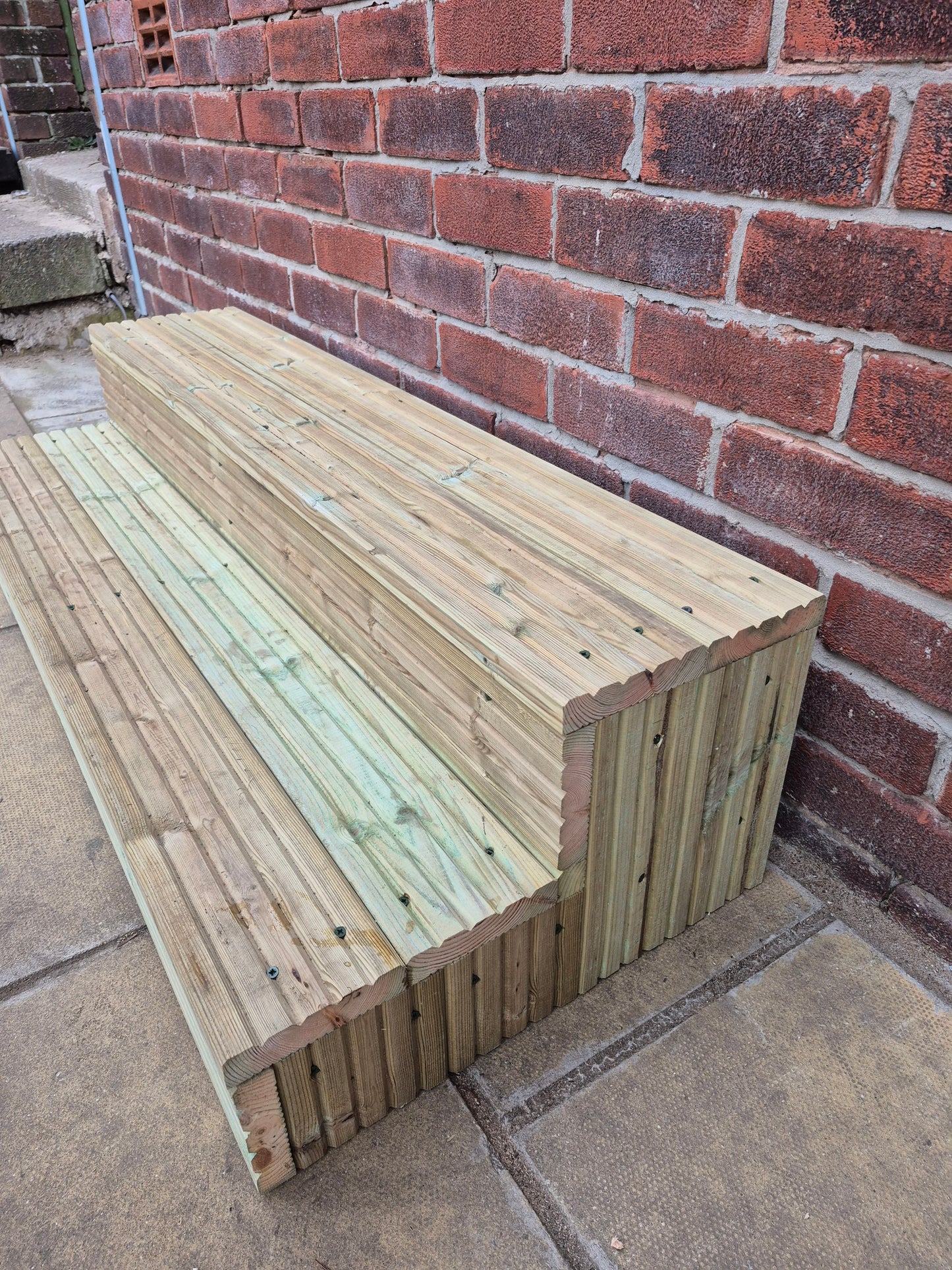 2 Tier Wooden Steps: Extra Wide each Tread ,Sturdy Garden, Patio, Door Steps (Fully Assembled)