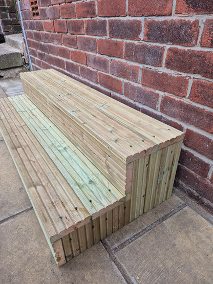 2 Tier Wooden Steps: Extra Wide each Tread ,Sturdy Garden, Patio, Door Steps (Fully Assembled)