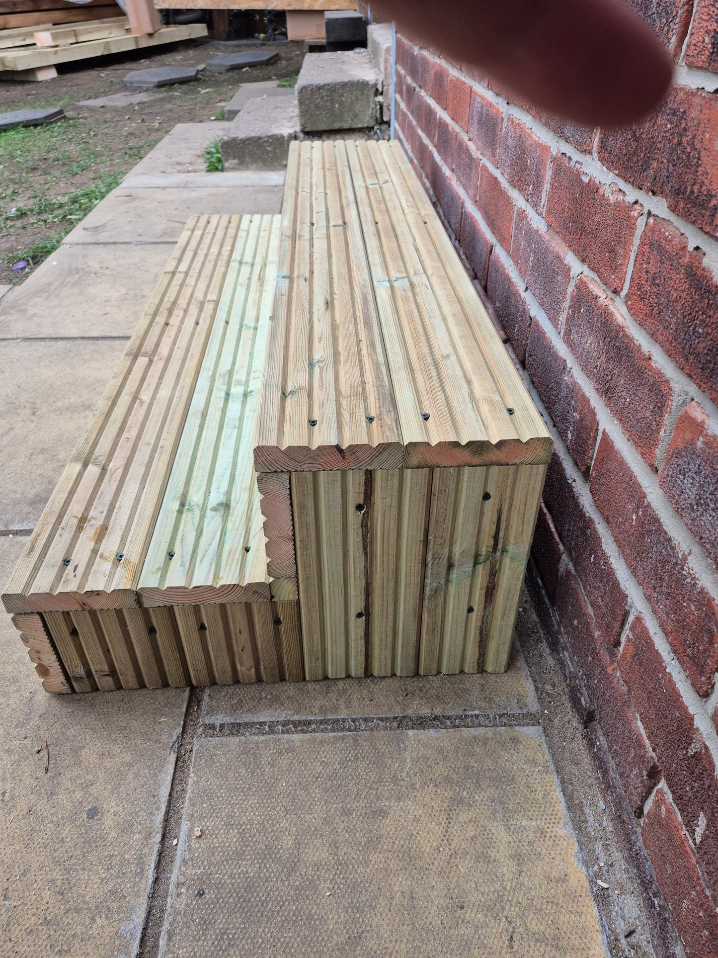 2 Tier Wooden Steps: Extra Wide each Tread ,Sturdy Garden, Patio, Door Steps (Fully Assembled)