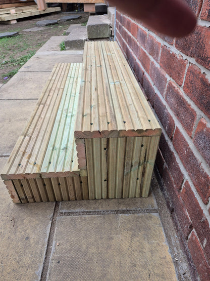 2 Tier Wooden Steps: Extra Wide each Tread ,Sturdy Garden, Patio, Door Steps (Fully Assembled)