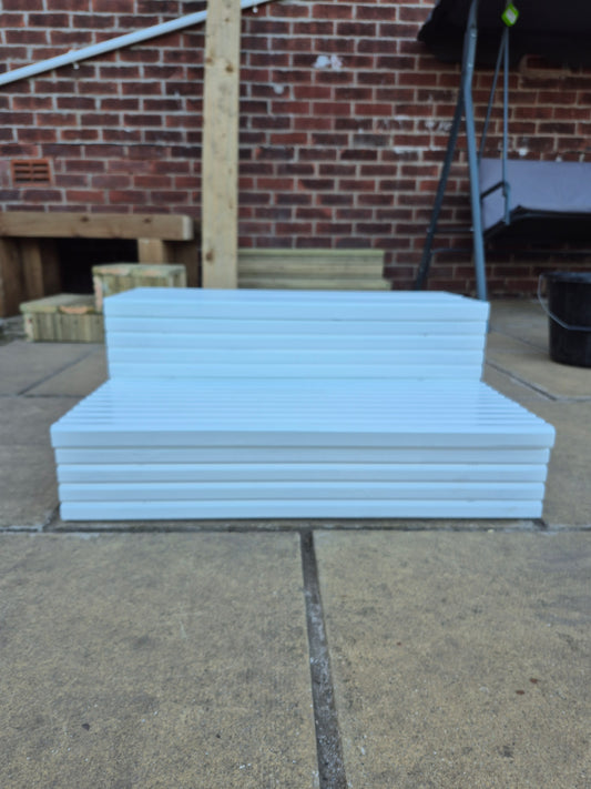 Wooden Decking / Multiple sizes / Solid Outdoor Steps / White Stain