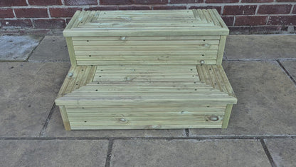 2 Tier Wooden Steps For Home /Ready to use / Bespoke Size / Sturdy Steps / Garden Steps / Patio Steps /Door Steps/Delivered FULLY Assembled